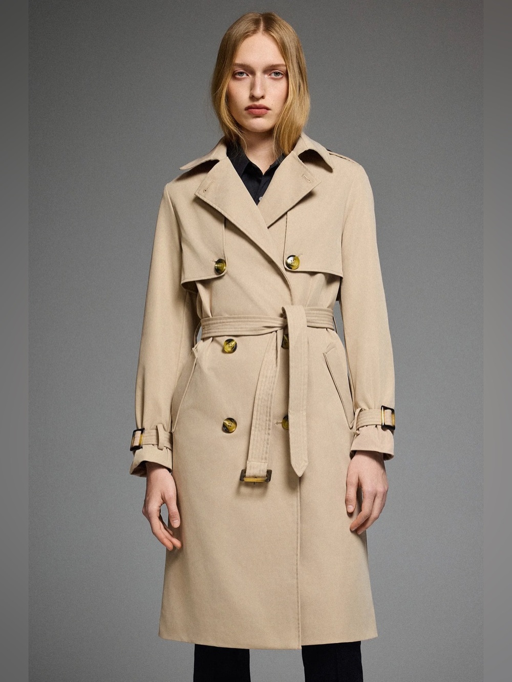 Orolay Double Breasted Belted Trench Coat Women’s Large - Tan/Khaki NWOT - Picture 8 of 13